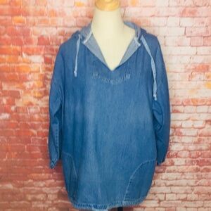 Retro Blue Denim
Split V-neck Pullover Hoodie